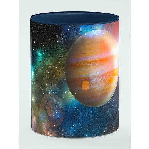 Кружка керамическая с принтом Юпитер темно-синий цвет