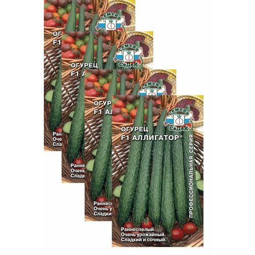 Семена Огурец Аллигатор F1 0,2 г (СеДеК) , 4 пакетика * 0,2 г