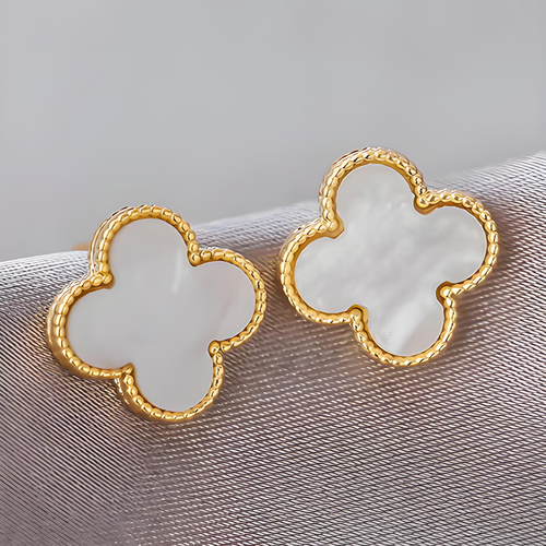 Серьги пусеты ROYAL JASMINE искусственный камень размер 14 мм белый 60₽