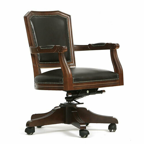 Кресло руководителя Версаль-М, натуральная кожа, массив бука, черное, низкое