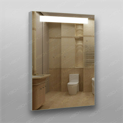 Зеркало для ванной комнаты 385 с LED подсветкой 9,6 Вт/м 80 х 60 см с кнопочным выключателем