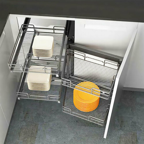 Волшебный уголок правый, фасад 450мм , хром/серый