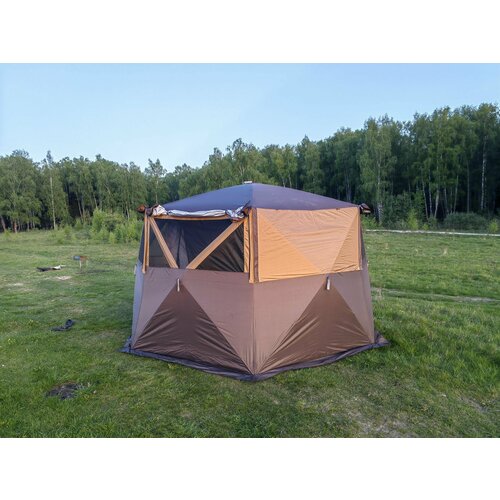 Палатка шатёр куб автомат с полом Terbo Mir 1-936 (360х300хh215 см), усиленный каракас