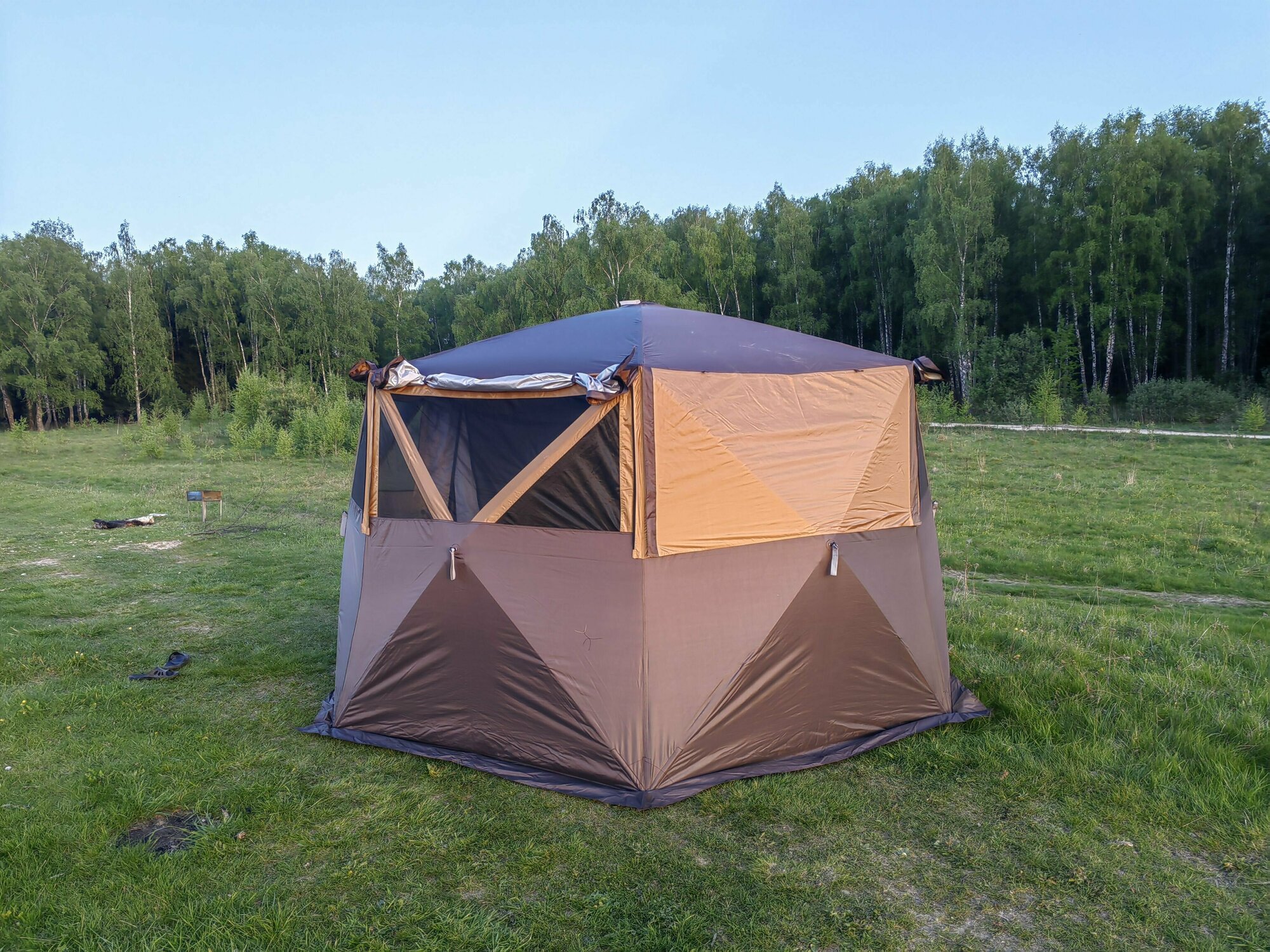 Палатка шатёр куб автомат с полом Terbo Mir 1-936 (360х300хh215 см), усиленный каракас