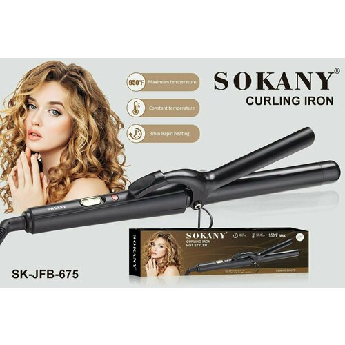 Плойка Sokany SK-675 SHINY AND ELASTIC сочетание температуры и времени завивки равномерный нагрев защита волос черный 100000₽