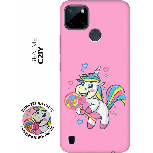 Матовый чехол Unicorn and candy для Realme C21Y / Рилми С21у с 3D эффектом розовый матовый чехол unicorn and candy для realme gt рилми гт с 3d эффектом розовый