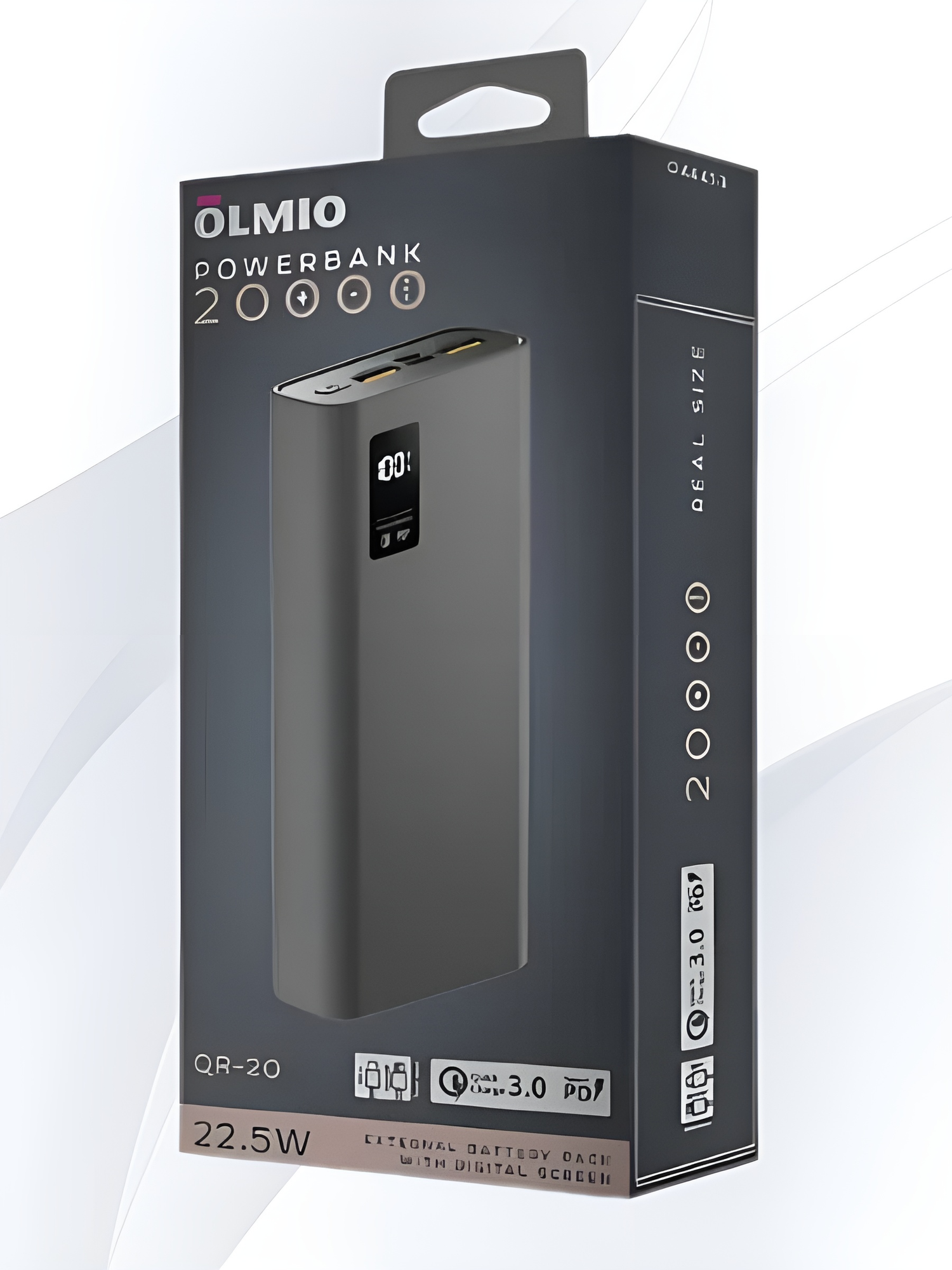 Внешний аккумулятор OLMIO QR-20, 20000mAh, deep-blue - фото №8