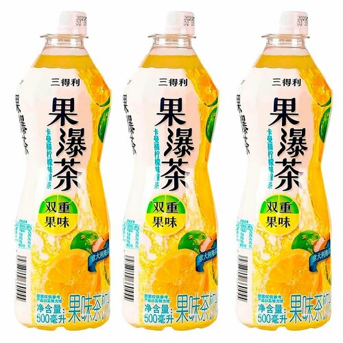 Холодный зелёный чай Suntory Kaman Orange Lemon Green Tea со вкусом апельсина и лимона (Китай), 500 мл (3 шт)