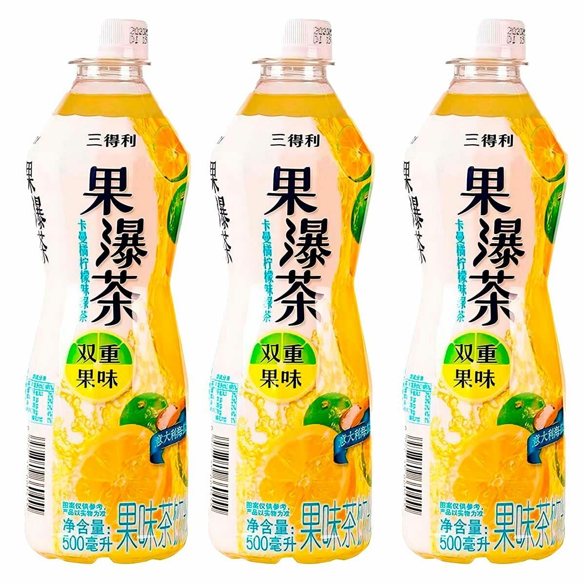 Холодный зелёный чай Suntory Kaman Orange Lemon Green Tea со вкусом апельсина и лимона (Китай), 500 мл (3 шт) - фотография № 1