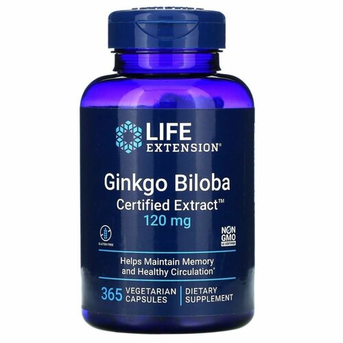 Life Extension Ginkgo Biloba Certified Extract, Гинкго Билоба 365 капсул
