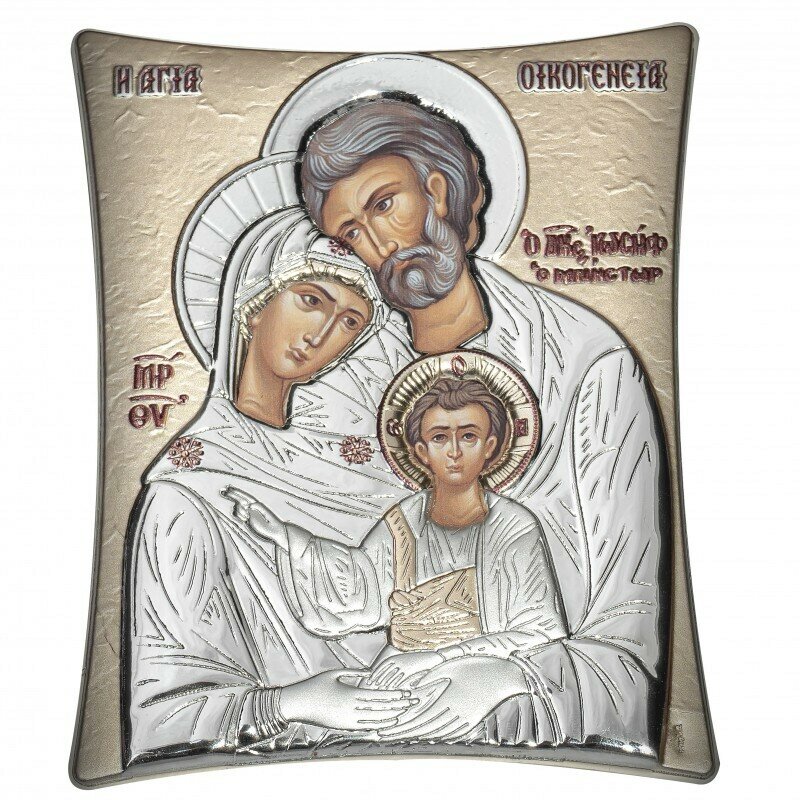 Икона "Святое Семейство", с серебрением, 8х9 см, Греция, Slevory, 104TW2FWB