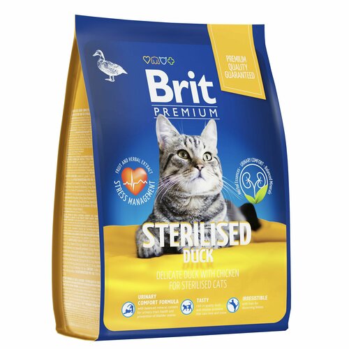 BRIT PREMIUM, Сухой корм с уткой и курицей для стерил. кошек "Cat Duck&Chicken", 400 г