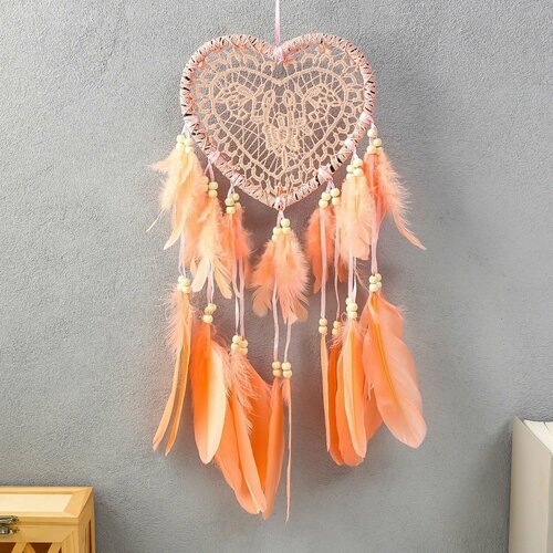 Ловец снов Кружевное сердце персиковый 60 см 759₽