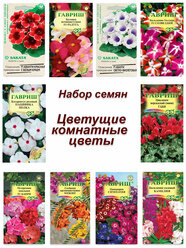 Набор семян, семена цветущих комнатных цветов - бегония, глоксиния, пеларгония, цикламен и др