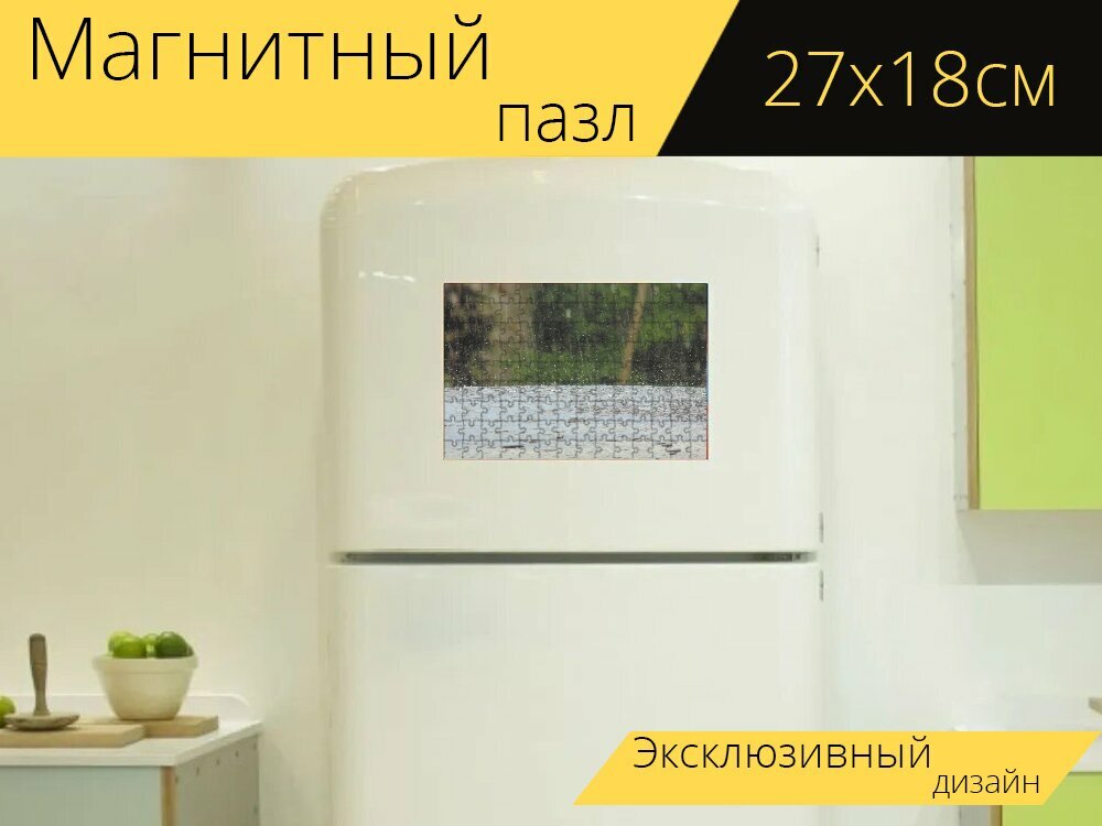 Магнитный пазл "Дождь, фокус, фото" на холодильник 27 x 18 см.