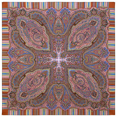 фото Платок павловопосадская платочная мануфактура,125х125 см, мультиколор, розовый