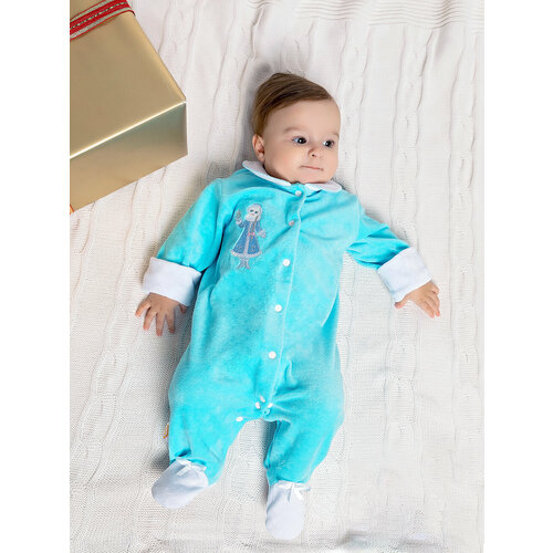 Комбинезон Жёлтый Кот, закрытая стопа, размер 56, голубой