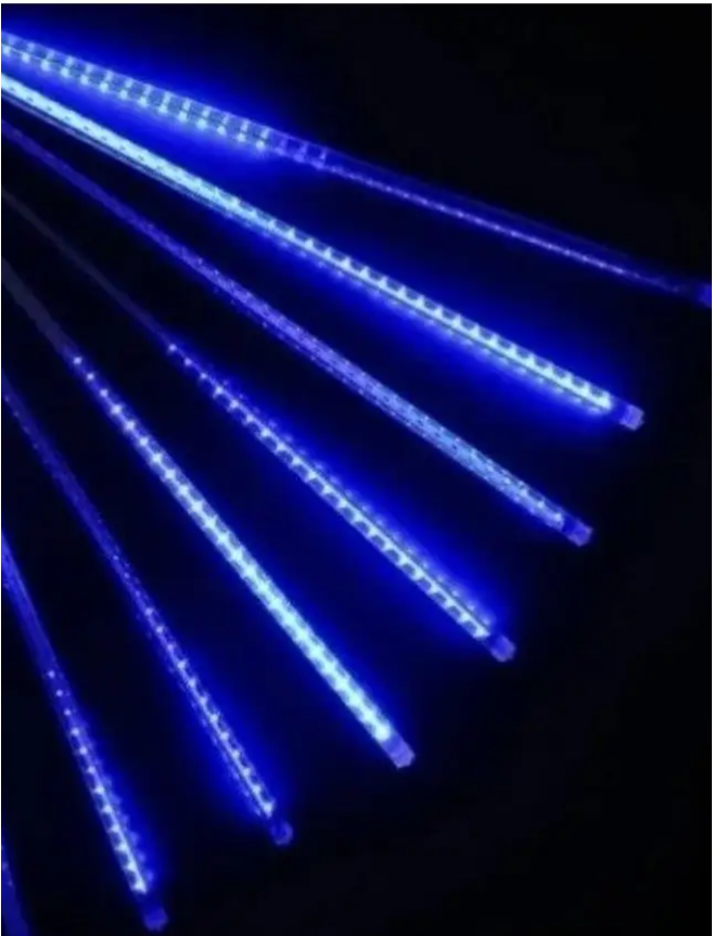 Новогодняя гирлянда уличная - Палки/ сосульки светодиодные, стекающие вниз, рифлёные синие, 50 см, с возможностью наращивания, 3 м