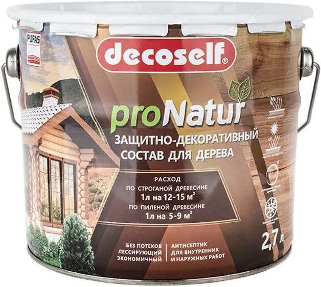 Защитно декоративный состав для дерева Пуфас Decoself Pro Natur 2.7 л