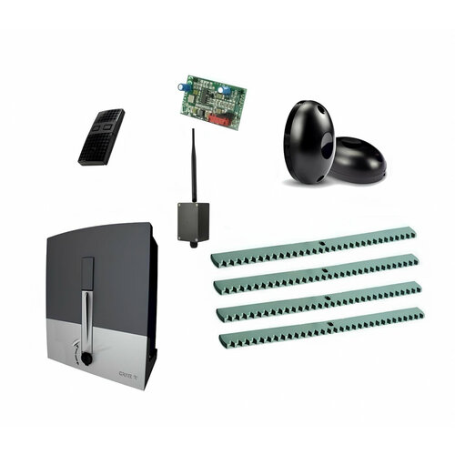 Автоматика для откатных ворот CAME BXL04AGS KIT4-FK-T1-BT, комплект: привод, радиоприемник, пульт, фотоэлементы, 4 рейки, Bluetooth-модуль
