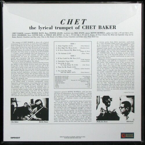 Виниловая пластинка Second Chet Baker – Chet