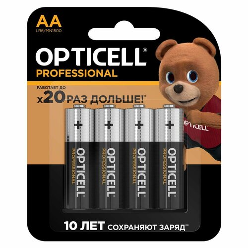 Батарейки OPTICELL PROFESSIONAL AA, 4 шт батарейки тип aa 1 5в 8 шт пальчиковые работают до 10 раз дольше