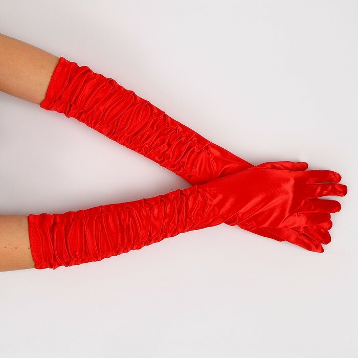 Страна Карнавалия Карнавальный аксессуар - перчатки со сборкой, цвет красный