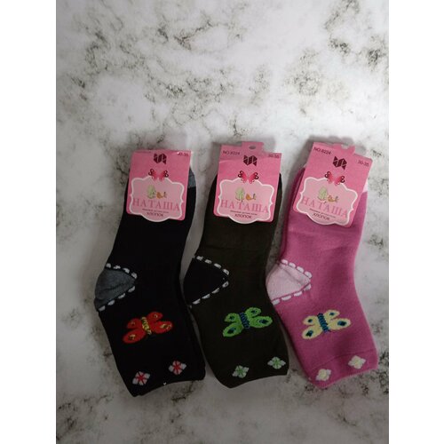 Носки Наташа 3 пары, размер 30-35, розовый, черный детские махровые носки 5 пар