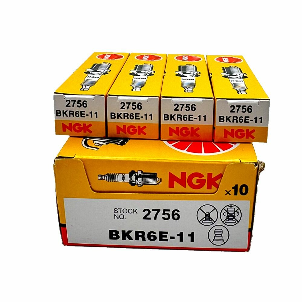 Комплект свеча зажигания NGK BKR6E-11(2756) (4штук) для 8кл/16кл)-Шевроле Авео Лачети Дэу-Нексия-Тойота Камри (4шт) — фото 1