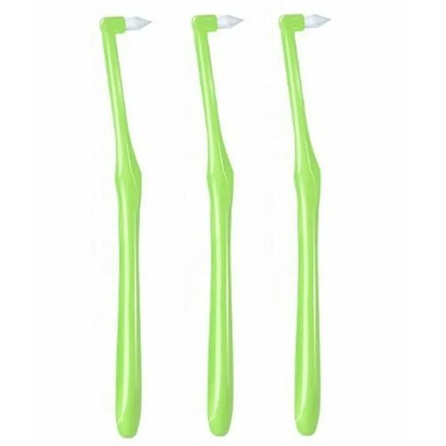 Монопучковая зубная щетка для брекетов, коронок, имплантов и гигиены зубов, монопучок LIFE TIME, зеленая 3 штуки