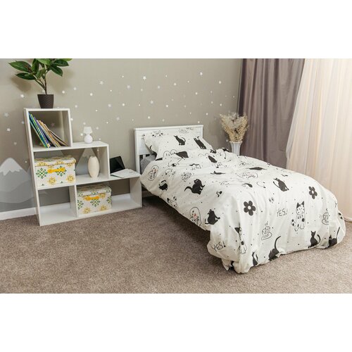 Детское постельное бельё Sweet Dreams Cat Fantasy на резинке молния для матраса 80x160 см Поплин 3331₽