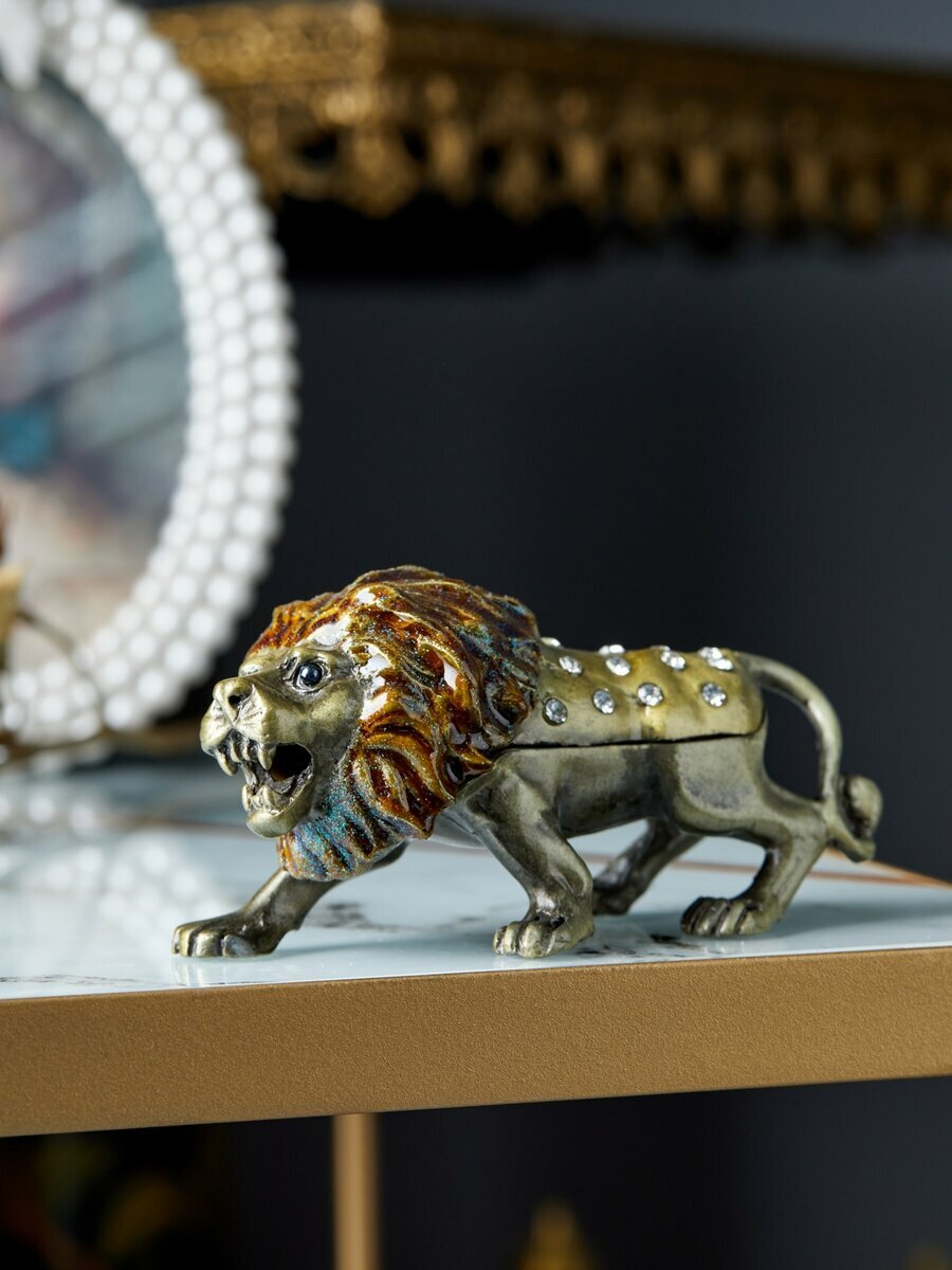 39-083 Шкатулка для драгоценностей со стразами Лев 10x4x5см, Glasar