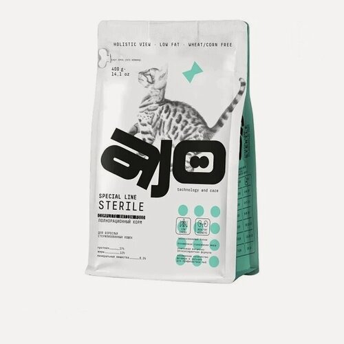 Изображение товара AJO Cat 1,5 кг Sterile Сухой полнорационный корм для активных стерилизованных кошек с высоким содержанием белка