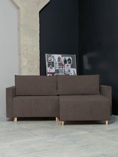 Изображение товара Раскладной диван кровать Чикаго NEW прямой модульный, механизм еврокнижка, 213х102х85 см, коричневый