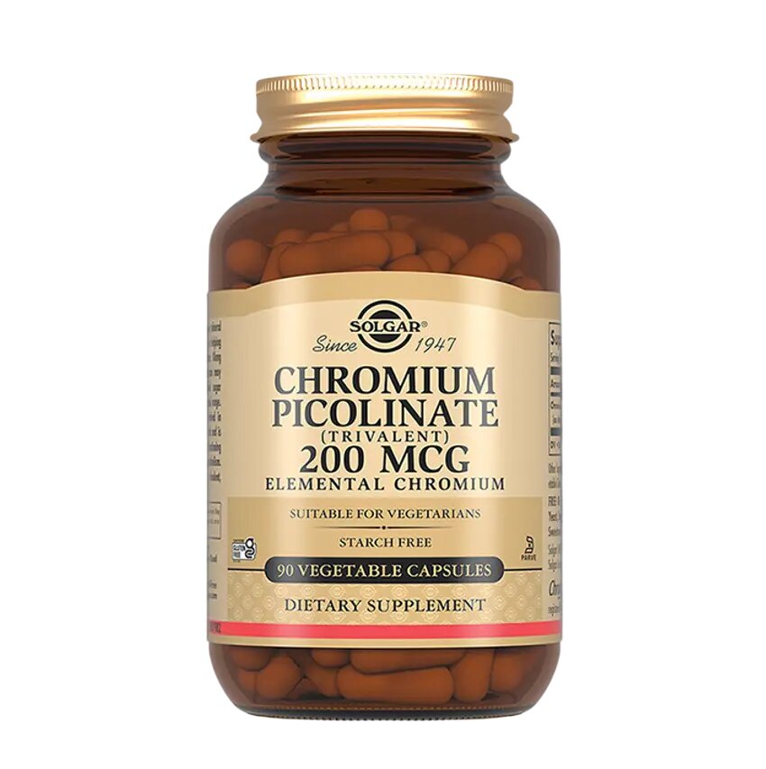 Solgar Пиколинат хрома 200 мкг / Chromium Picolinate 200 mcg Vegetable Capsules капсулы массой 345 мг 90 шт