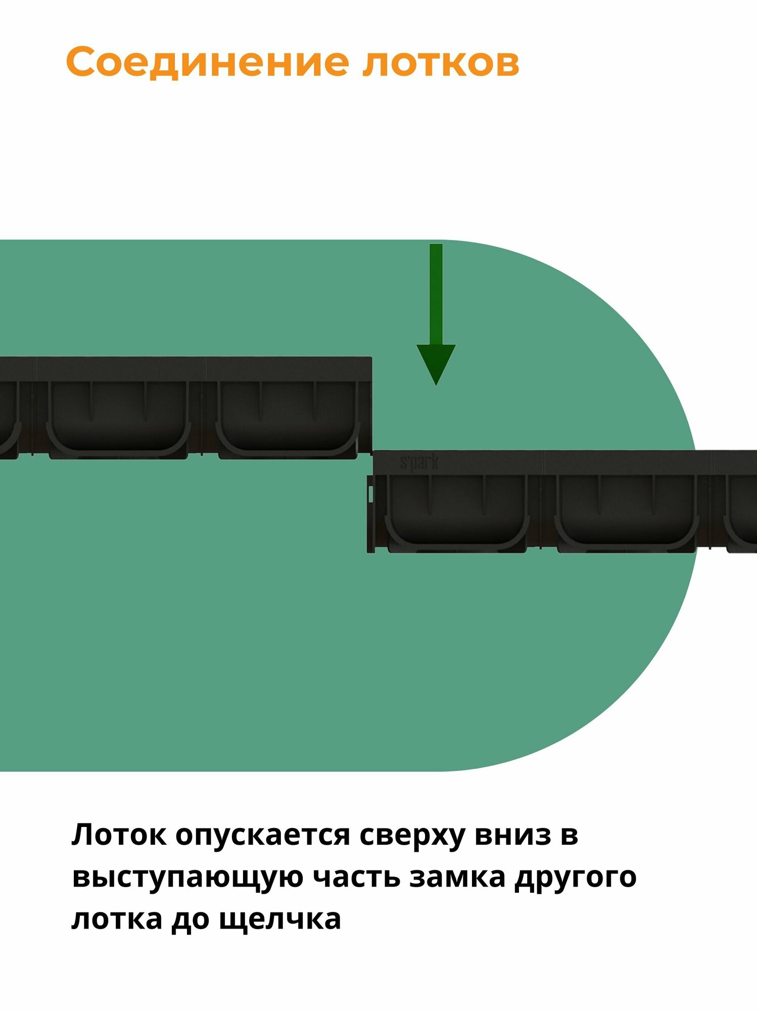 Лоток водоотводной пластиковый S'park 2 (1000х125х70, сечение 100) - 4 шт с решеткой стальной оцинкованной Standartpark (Стандартпарк) - фотография № 3