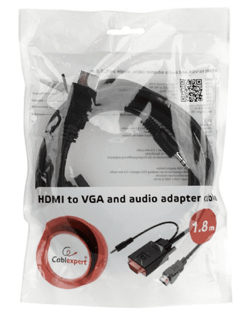 Аксессуар Gembird Cablexpert HDMI-VGA 19M/15M + 3.5Jack 1.8m Black - фото №11