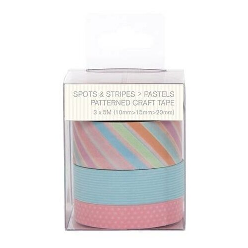 Клейкая лента декоративная с рисунком, Spots & Stripes Pastels, 1 упаковка