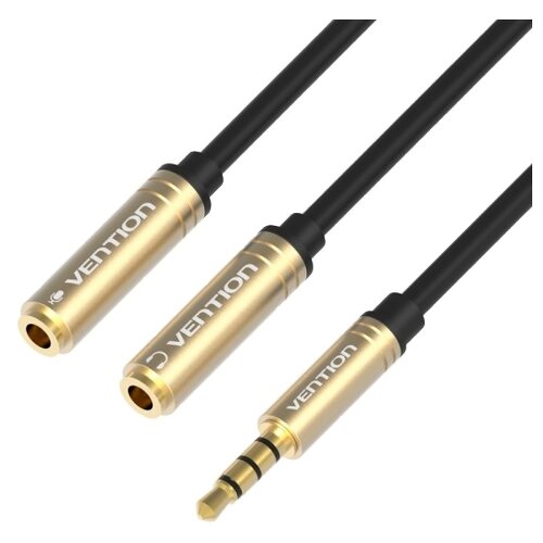 фото Разветвитель Vention Jack 3.5 mm M 4 pin - Jack 3.5 mm F x 2 (BBC) 0.3 м черный