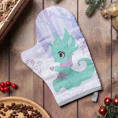 Варежка-прихватка Доляна Чаепитие в лесу 20х28 см 35 хл 65 пэ ватин 250 гм2 335₽