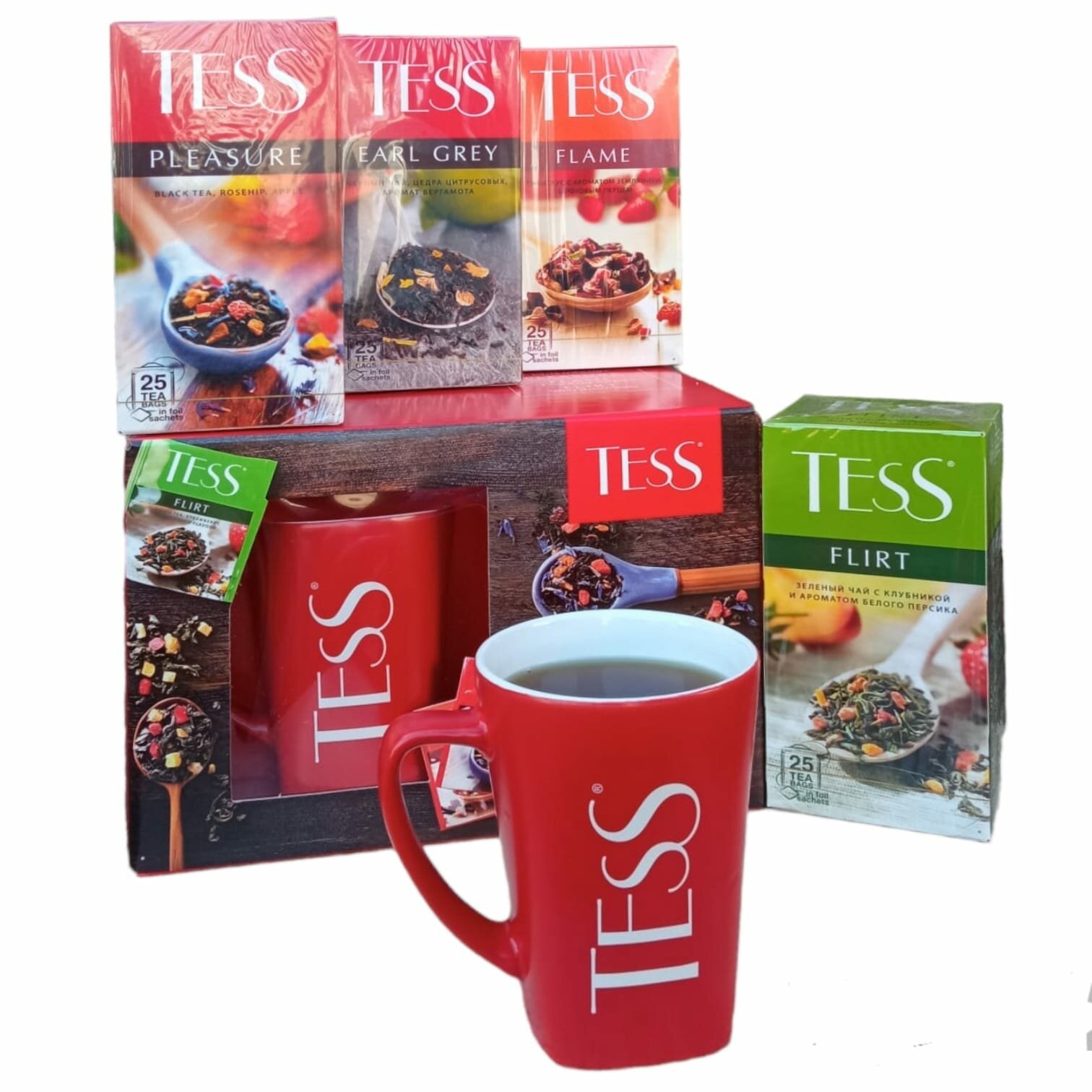 Чай тесс (TESS) подарочный 4 вида пакетированного чая кружка В подарок - фотография № 2