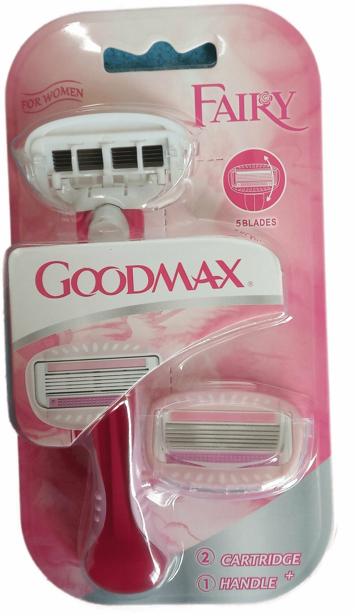 Бритвенный станок многоразовый для женщин GOODMAX (1шт. + 2 сменные кассеты) с 5 лезвиями / женская бритва