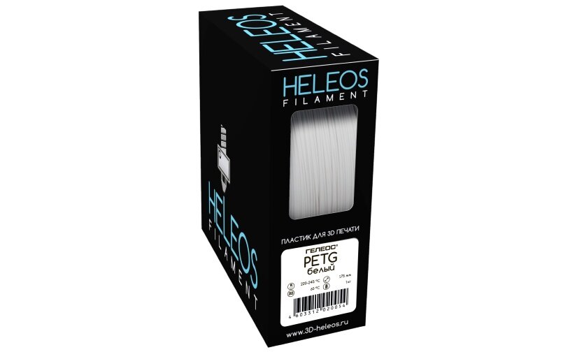 PETG пластик Heleos 1.75 мм белый 1 кг
