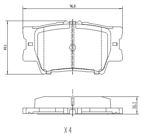 UBS B1110004 Тормозные колодки TOYOTA CAMRY V40 06/V50 2.5/3.5 11/RAV 4 III 06/08/RAV 4 IV 12/13/LEXUS ES 12 задние компл. 4 шт.