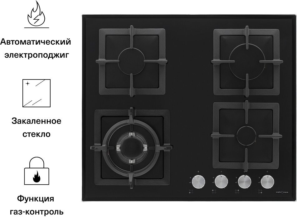 CALORE 60 BL газовая варочная поверхность (независимая)