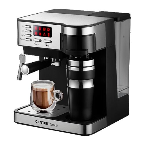 Кофеварка CENTEK CT-1162 2в1 эспрессо 15 Баркапельная 12л 850Вт капучинотор 919000₽
