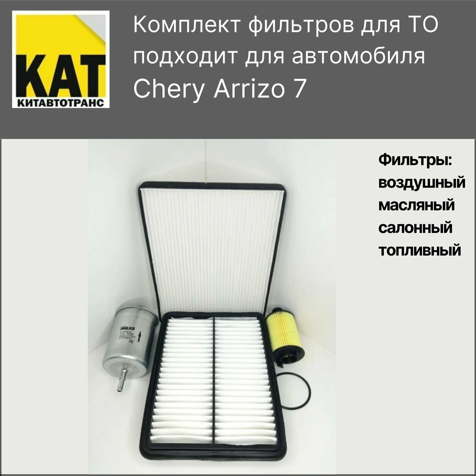 Фильтр воздушный + салонный + масляный + топливный комплект для Чери Арризо 7 (Chery Arrizo 7)