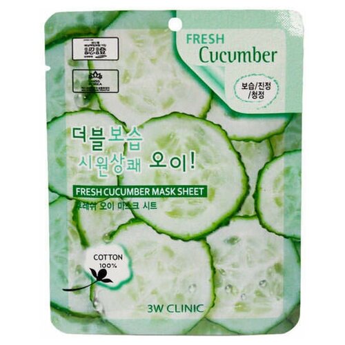 3W Clinic Маска тканевая для лица огурец - Fresh cucumber mask sheet, 23мл