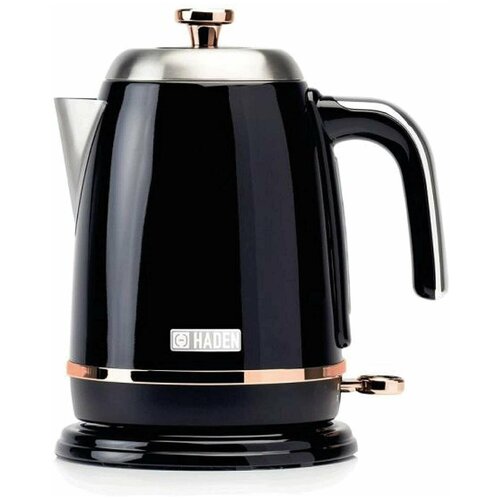 Чайник Haden CE01, черный с вставками медного цвета (Haden Salcombe Cordless Kettle - Electric Fast Boil Kettle, 3000W, 1.7 Litre, Black & Copper - CE01)
