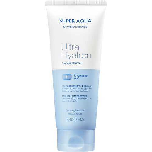 Пенка MISSHA Super Aqua Ultra Hyalron для умывания и снятия макияжа, 200 мл мусс для умывания missha пенка super aqua ultra hyalron для умывания и снятия макияжа